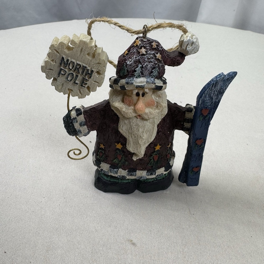 Santa W/ Ski Gear Ornament